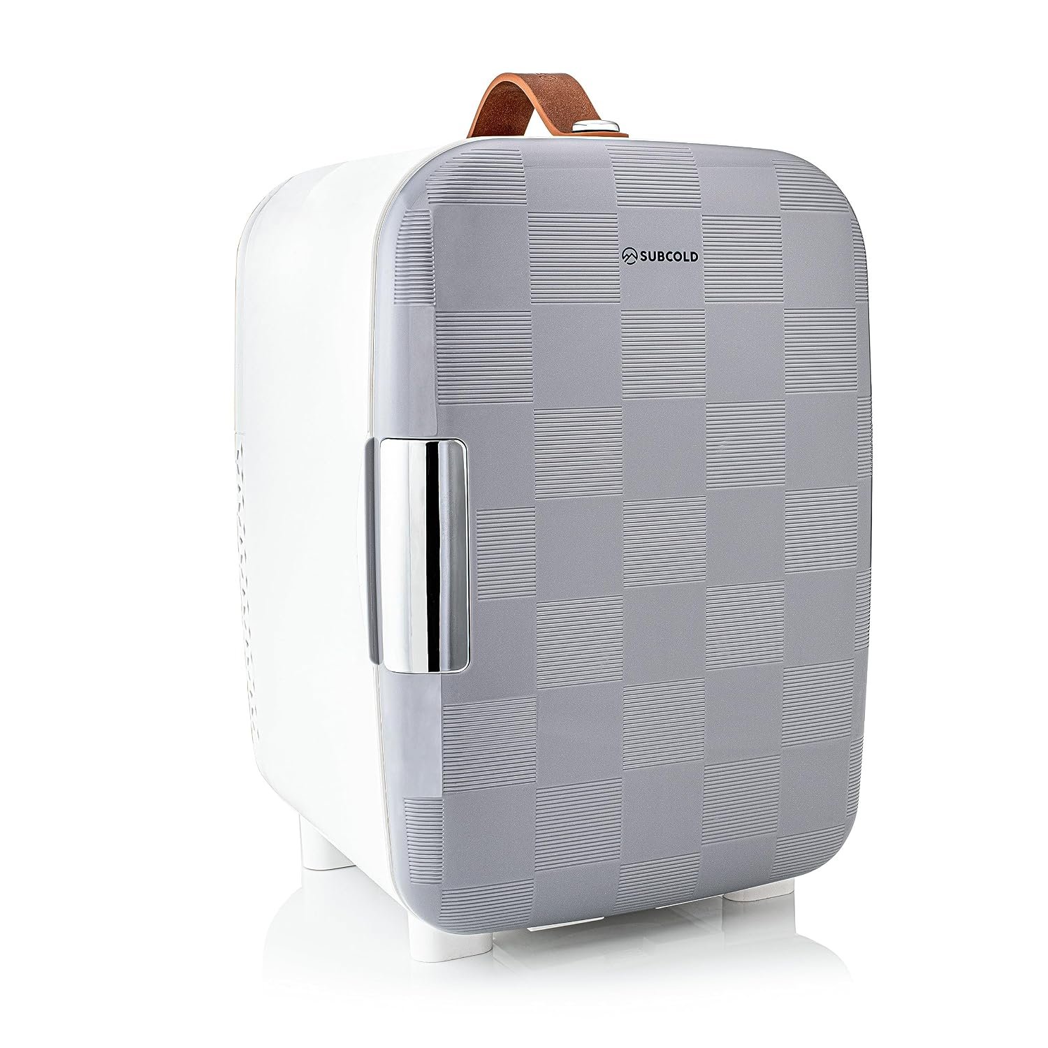Subcold Pro10 Luxury Mini Fridge Cooler | Compact 10L Portable Small Fridge 12V & 240V | Efficient, Quiet Cooling System | Ideal for Bedroom, Office, Beauty & Car | (Chequer Grey)