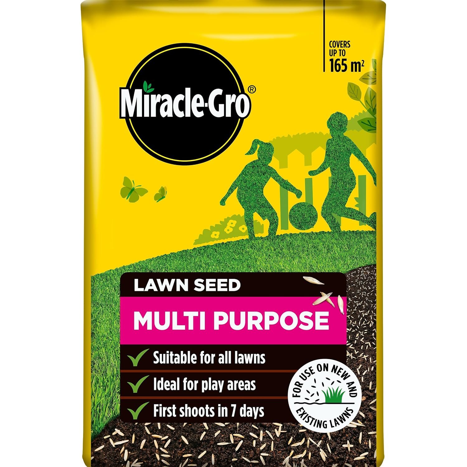 Miracle-Gro Multi Purpose Lawn Seed, Child & Pet Friendly, Coverage 165m2, 5kg Bag