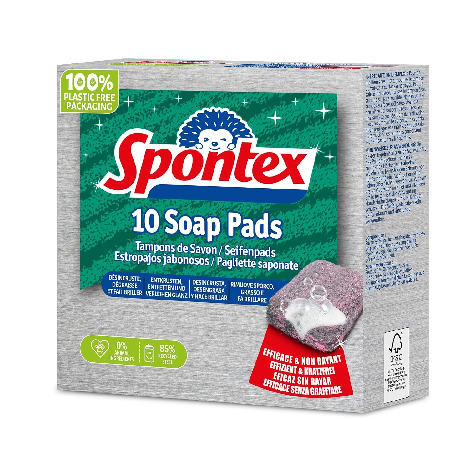 Spontex 10 Soap-Filled Scourer Pads | Tough on Grease & Grim