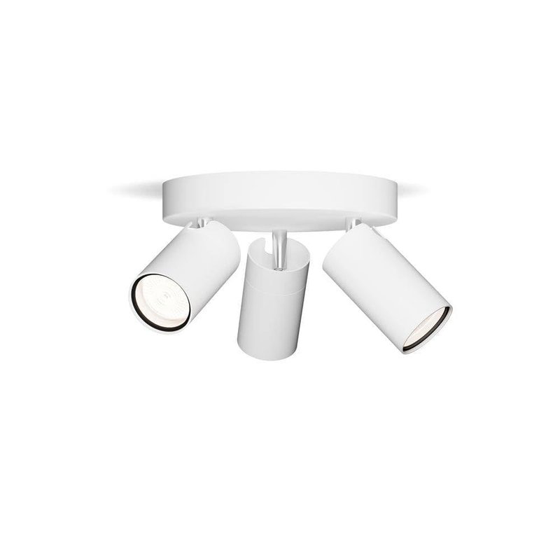 PHILIPS Idris 3-Head spot on Round Plate, GU10 lamp not Included, White, IP44, Water-Resistant