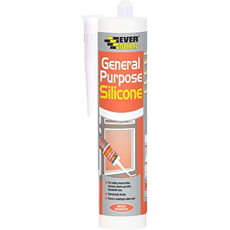 12 x Everbuild WHITE General Purpose Silicone Sealant C3 280ml BATH SINK SHOWER