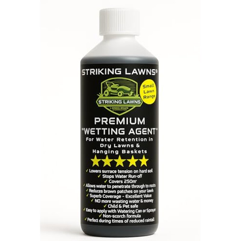 Premium Lawn Wetting Agent by STRIKING LAWNS® – Improves Water Penetration & Fertiliser Absorption – Hydrates Dry Soil (Covers 250m²)