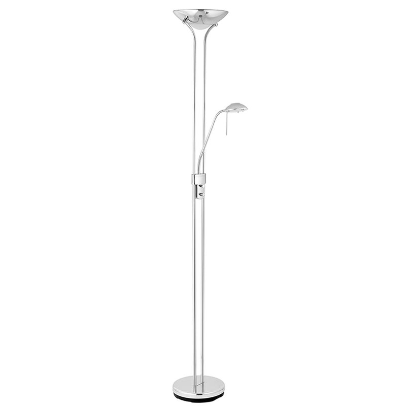 National Lighting Mother and Child Uplighter Floor Lamp with Reading Light - Silver Chrome Finish Floor Lamps for Living Room R7s/G9 Bulbs (Not Included)