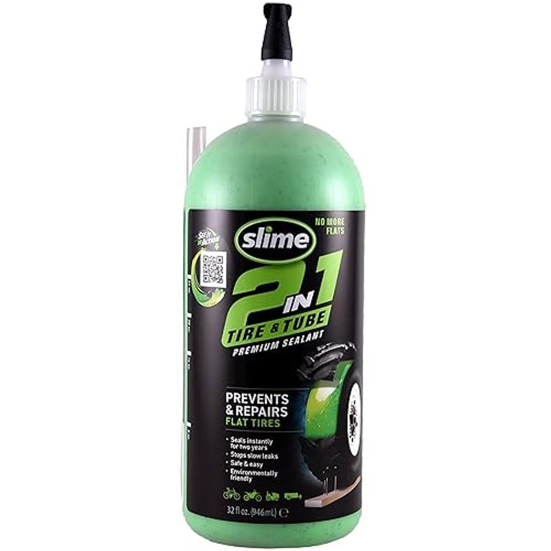 Slime 10194-51, 2-in-1 Tyre & Tube Sealant Puncture Repair Sealant, Premium, Prevent and Repair, Suitable for all Off-Highway Tyres and Inner Tubes, Non-Toxic, 946ml (32oz) bottle