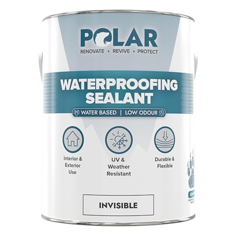 Polar Clear Waterproofing Sealant - 2.5 Litres - One-Coat Waterproof Protection, Silicone Sealant - Interior & Exterior, Advanced UV-Resistant Invisible Finish