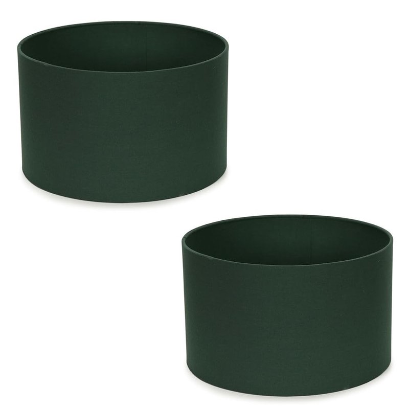 MiniSun | Small Modern Forest Green Fabric Drum Light Shades | Lamp Shades, Home Décor & Improvement Essential | Set of 2 | 25cm Shade Width