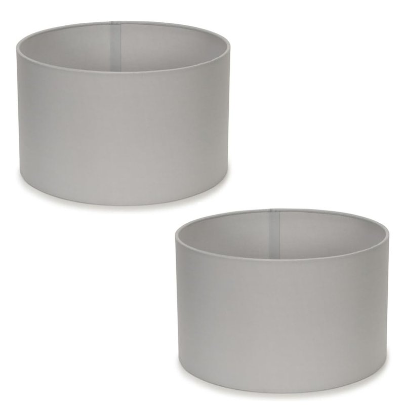 MiniSun | Small Modern Grey Fabric Drum Light Shades | Lamp Shades, Home Décor & Improvement Essential | Set of 2 | 25cm Shade Width