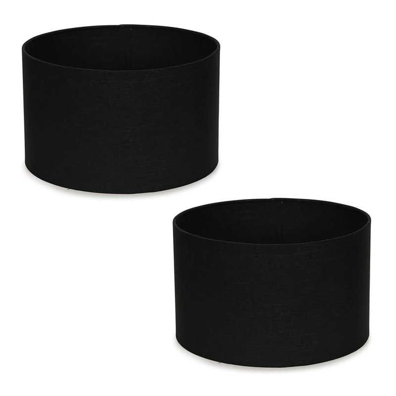 MiniSun | Modern Black Fabric Drum Light Shades | Lamp Shades, Home Décor & Improvement Essential | Set of 2 | 25cm Shade Width