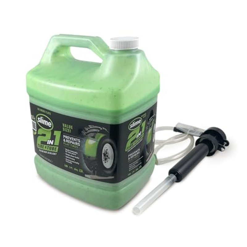 Slime 10207-5, 2-in-1 Tyre & Tube Sealant Puncture Repair Sealant, Premium, Prevent and Repair, Suitable for all Off-Highway Tyres and Tubes, Non-Toxic, 3,78 Litre (1 Gallon) keg