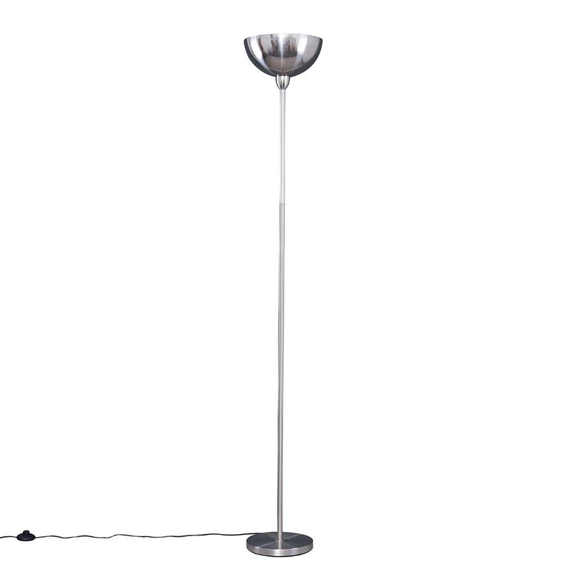 MiniSun | Modern Brushed Chrome Uplighter Floor Lamp with a Bowl Shaped Shade | Floor Lamps & Torchieres, Home Décor & Improvement Essential | Includes 6W LED Bulb [3000K Warm White]