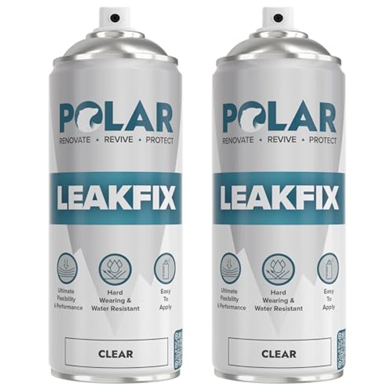 Polar Leak Fix Spray - 2 x 400ml, Clear - Instant Waterproof Sealant for Roofs, Pipe & Gutter Repairs - Fills, Seals Cracks & Stops Leaks - Interior & Exterior