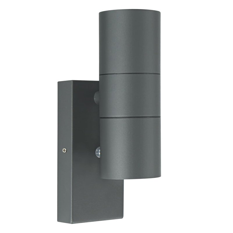 Kerry Dusk to Dawn Outdoor Wall Light, Up Down External Lamp, Outside Lighting Mains Powered Lantern, Anthracite Grey Stainless Steel IP44 Waterproof Luminaries for Front Door, Porch (Bulb Excl.)