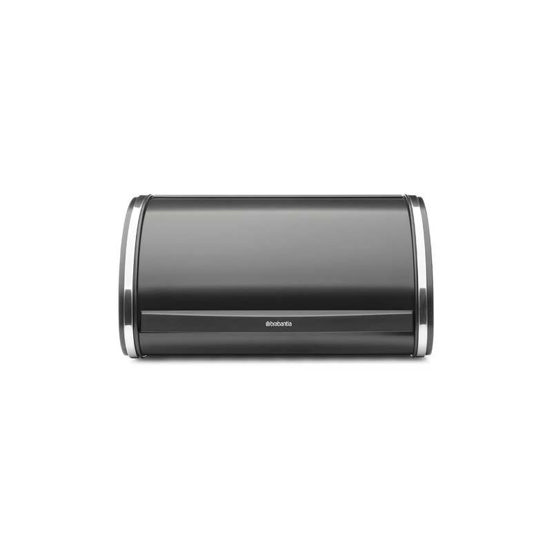 Brabantia Roll Top Bread Bin – Compact Countertop Storage Box with Flat Top, Durable Steel Design for Bread, Bagels, Rolls – Medium Size – Matt Black