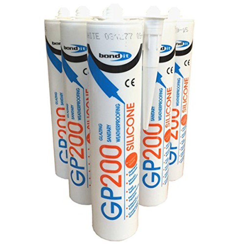 (PACK OF 10) WHITE Silicone Sealant Bond it GP200 mould resistant bathroom glazing sealant