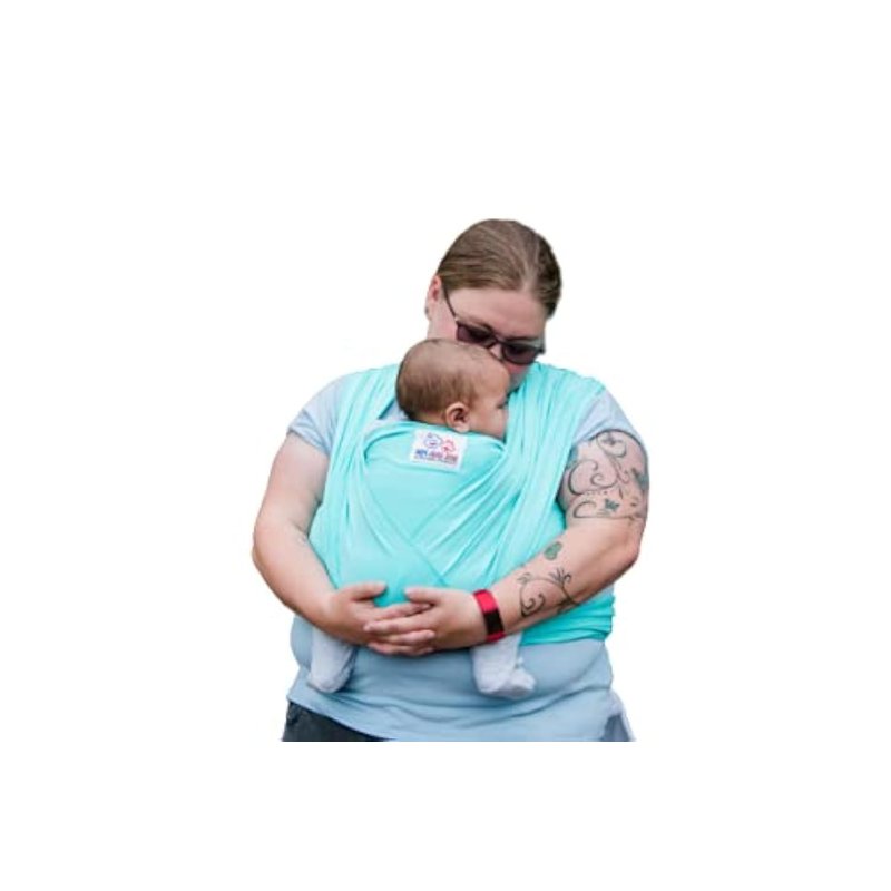 Baby Wrap Sling Organic Stretchy Premium Carrier | UK/EU Safety Tested | Made in the UK by Joy and Joe ® | Suitable from Birth to 16Kg | with Hat, Bag and Full Colour Instruction Booklet (Teal)