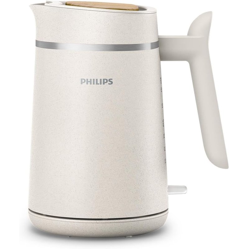 Philips Eco Conscious Edition Kettle 5000 Series, 100% Bio-based plastics*, 1.7 L Capacity, Cordless + 360° Pirouette Base, Silk White Matt Finish, (HD9365/11)