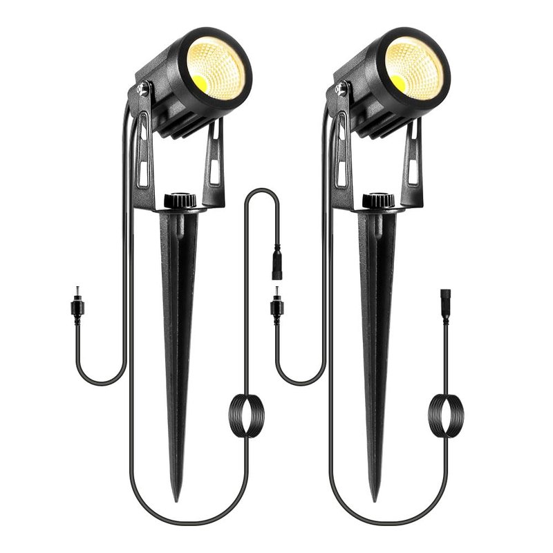 ECOWHO Garden Spotlights (No Plug) 2 Packs with 3m Wiring Cable Spike Lights Without Adapter, Only Extension Spotlights Warm White Garden Lights Mains Series