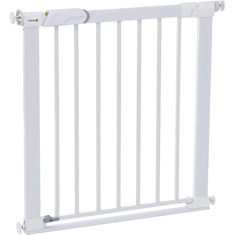 Safety 1st Flat Step Baby Stair Gate Pressure Fit, 73-80cm (max. 101cm), Ultra Flat Step-over Bar, "Keep Open" Baby Safety Gate, One-Hand Opening, No-Screw Installation (No Drilling), White