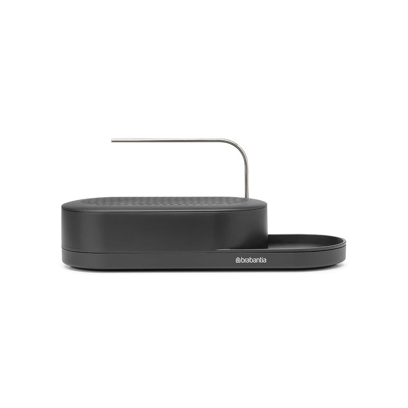 Brabantia - SinkStyle Organiser with Compact Design for Sponges and Dish Brush – Drip Tray for Airflow, Non-Skid Tray with Silicone Liner – Mineral Infinite Grey