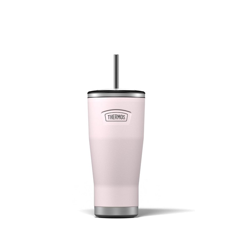 Thermos - Stainless Steel Peony Pink Icon Straw Cup (710ml) BPA Free Metal Water Bottle with Straw, Reusable Gym Bottle, 22hrs Cold Drinks Flask
