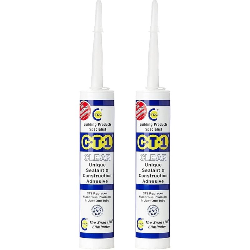 CT1 - Building Sealant & Adhesive Snag Tube for Virtually Any Material (Clear Twin Pack)
