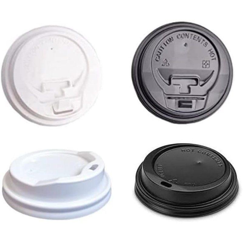 HOT BARGAINS Disposable Coffee Cup Reusable Lids, 500 Count Black or White Reusable Lids for 8oz Paper Cups, Push-On Design