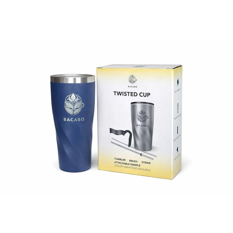 BACABO Premium Thermal Tumbler with Handle and Straw, 304 Stainless Steel, 500ML, Double Wall Vacuum Insulated Cup, Keeps Drinks Cold 24h & Hot 6h, Leak-Resistant, Car Cup Holder Compatible (Blue)