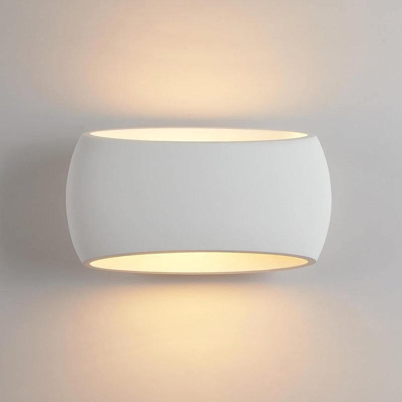 Harper Living Wall Lights, Modern Large Plaster Wall Wash Lighting, 40W E27 ES, Indoor Wall Sconce Lamp with Ceramic Shade, Wall Mounted Light for Bedroom, Living Room, Hallway-Length 30CM