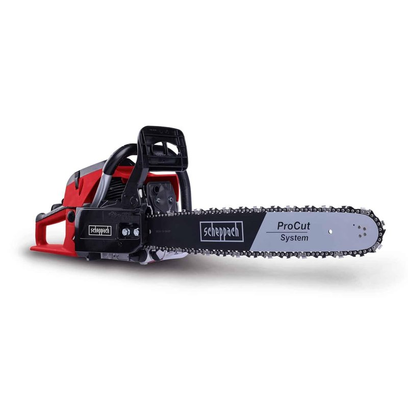 Scheppach PCS56 Petrol Chainsaw | 20" (51 cm) ProCut Blade | 53cc 2-Stroke Engine | 22 m/s Cutting Speed | Anti-Kickback Safety Features