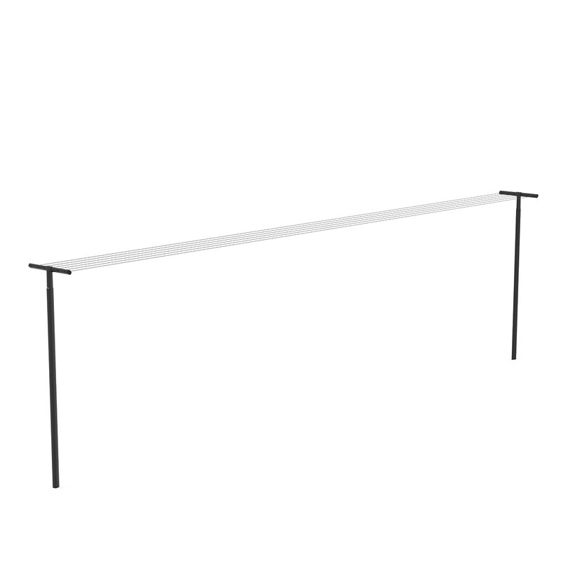 Brabantia HangOut Washing Line with Aluminium Poles 50M (Black), Clothes Line for Outdoor Use, Clothes Dryer for Airing Laundry