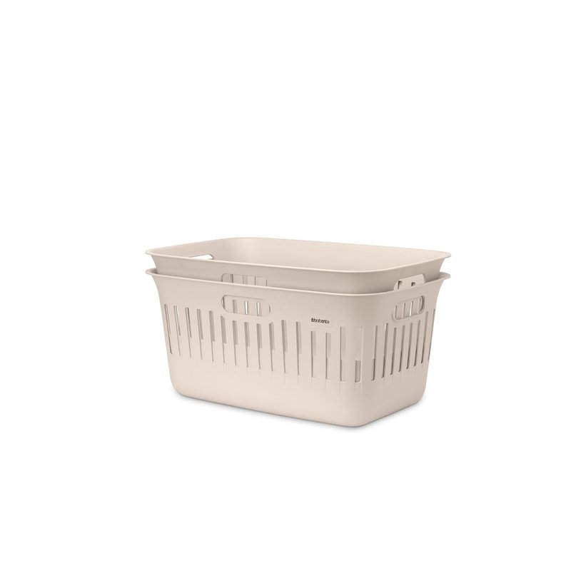Brabantia Collect-It Laundry Basket 40L (Soft Beige), Set of 2, Laundry Hamper for Kitchens and Utility Rooms, Storage Basket for Clothing, Towels and Bedding