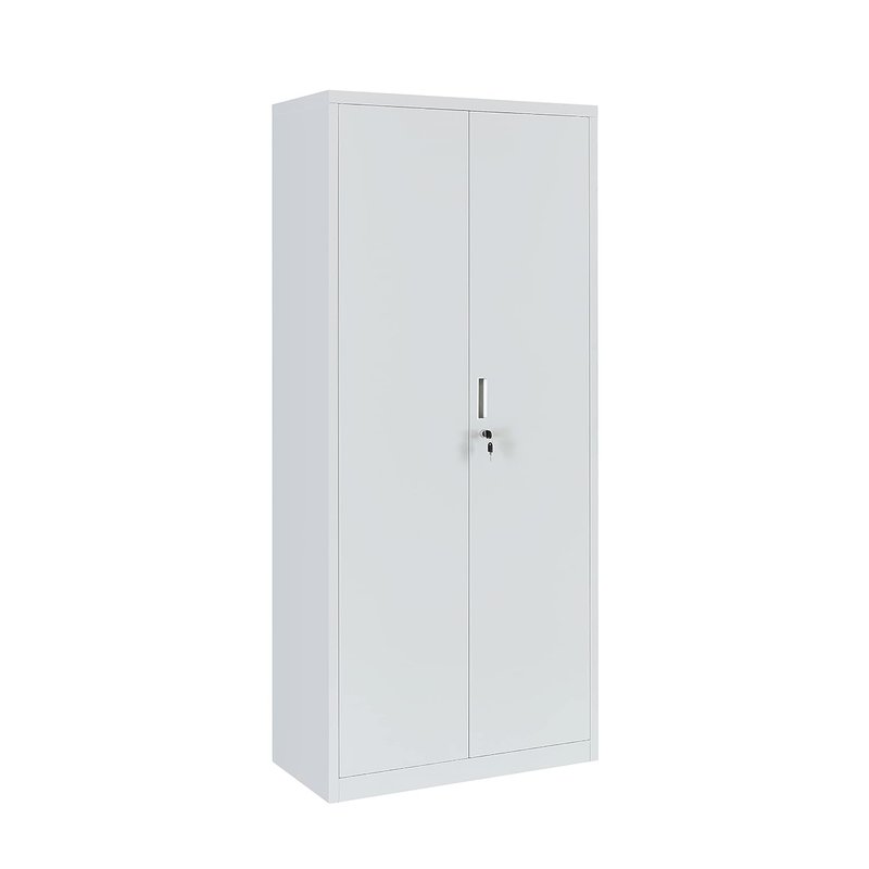 MMT Furniture Designs Ltd Metal Storage Cabinet Office Bedroom Living Room Kitchen Garage Lockable 71" with 4 Adjustable Shelves