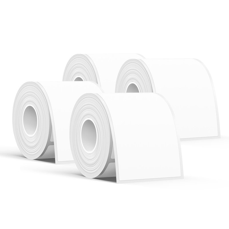 SUPVAN T50M Series Label Maker Tape, 4 Rolls 50mm × 80mm 100 Labels/Roll Genuine Laminated Thermal Label Tape Refill, Waterproof Oilproof Highly Adhesive Auto Detect Labels, Black on White