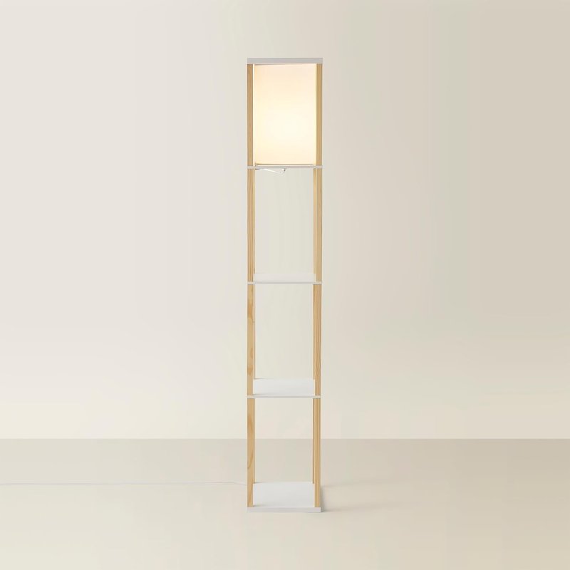 MiniSun | Oak Wooden Floor Lamp with Shelves | Floor Lamps & Torchieres, Home Décor & Improvement Essential | Includes 10W GLS Bulb [3000K Warm White]