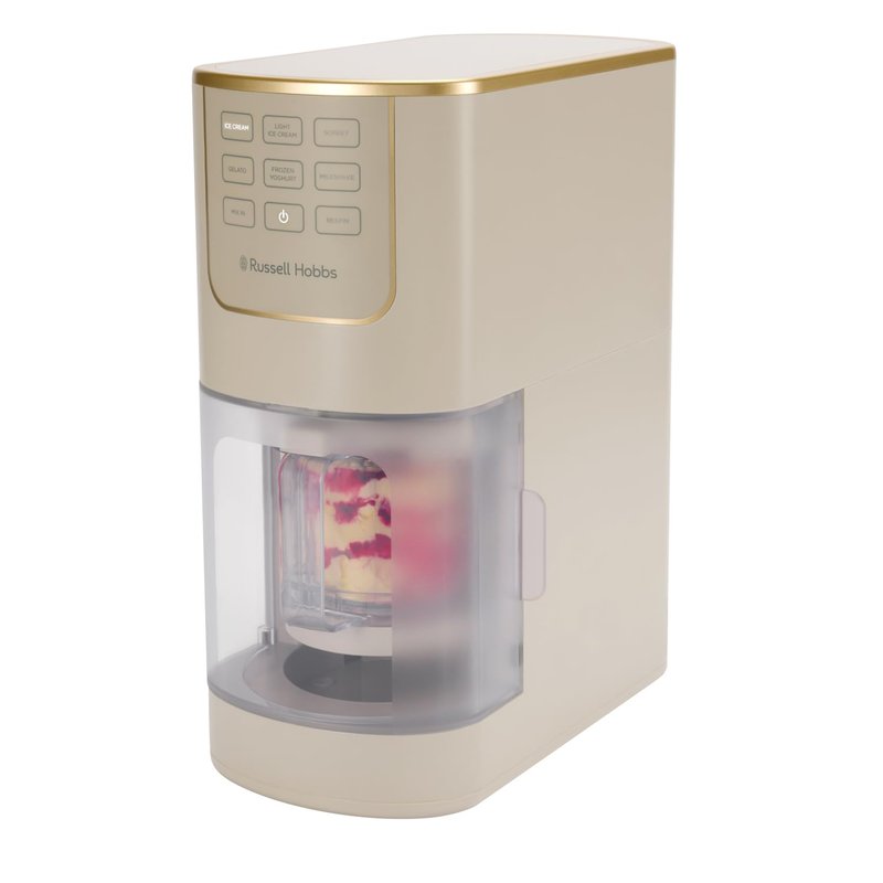 Russell Hobbs Ice Cream Maker [7 Auto Functions] Chill Luxe™ Stone (Ice Cream, Sorbet, Milkshake, Gelato, Frozen Yogurt & Mix-In Toppings, 2 Tubs, Respin, Fast Processing, Dishwasher Safe) 28750