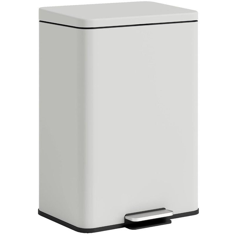 HOMCOM 20L Kitchen Bin with Soft-Close Lid and Stay-Open Function, Pedal Bin with Removable Inner Bucket for Kitchen, Office, Home, Cream