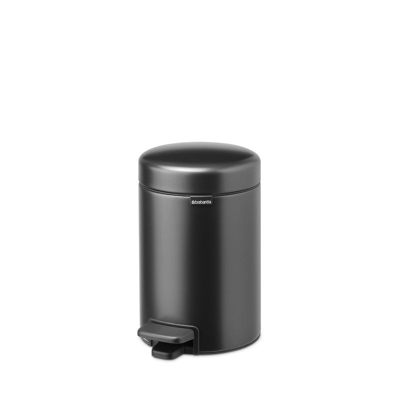 Brabantia NewIcon Small Bathroom Bin with Lid 3L | Odour-Proof Pedal Bin with Removable Inner Bucket for Bathroom, Toilet, or Small Spaces | Confident Grey