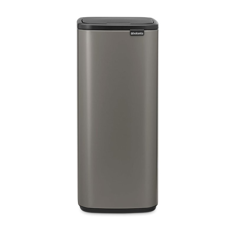 Brabantia Bo Touch Bin 30L (Platinum), Space-Efficient and Rectangular Waste Bin with Soft-Touch Opening System, Easy to Clean Removable Plastic Inner Bucket with Free PerfectFit Rubbish Bags Included