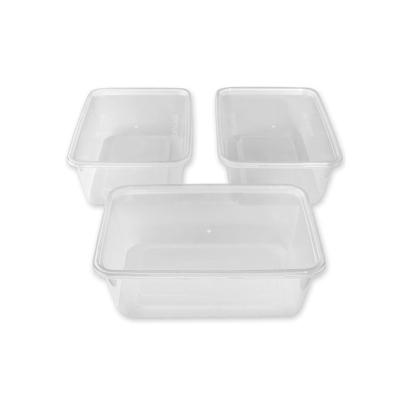 We Can Source It Ltd 50 x 1000ml Plastic Microwave & Freezer Safe Food Containers with Lids - BPA-Free, Reusable, Takeaway Meal Prep Containers - Catering Grade Food Storage Boxes for Home & Business