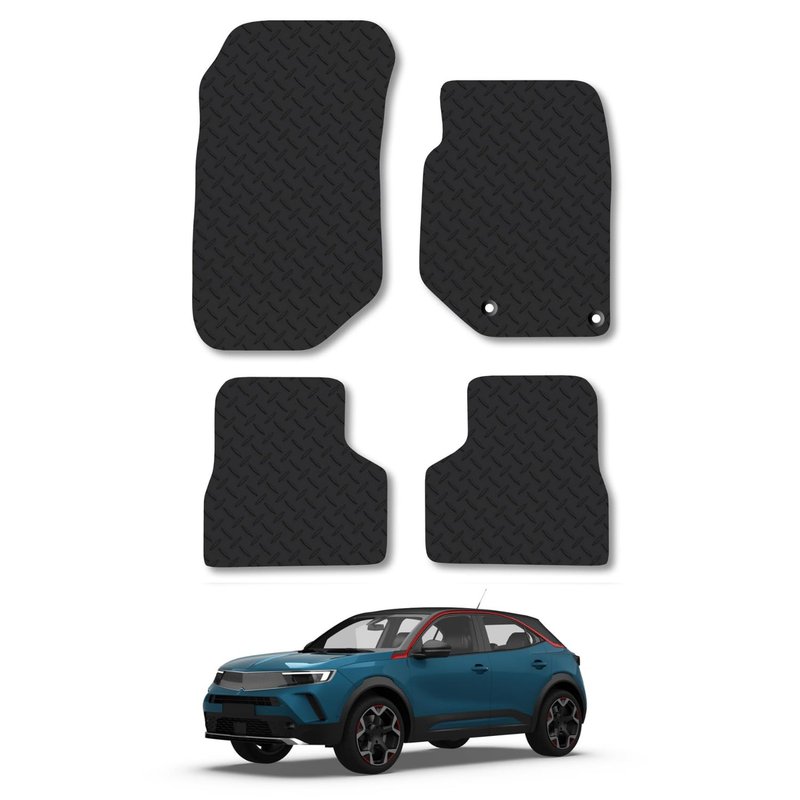 Vauxhall Mokka (2020+) Heavy Duty Thick Rubber Car Mats Accessories Tailored Fit Front Rear Set Compatible Accessory Waterproof Durable Non-Slip 5mm Full Coverage Protection with Clips
