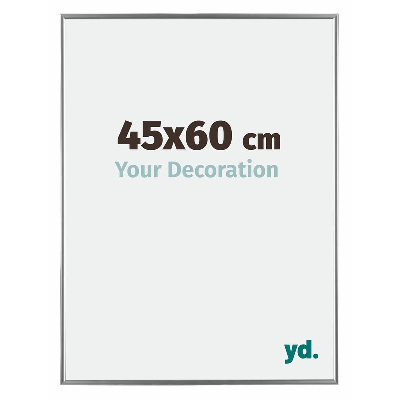 Your Decoration - Picture Frame 45x60 cm - Silver High Gloss - Decorative Wall Frame in Plastic with Antireflection - Frame 45x60 - Evry