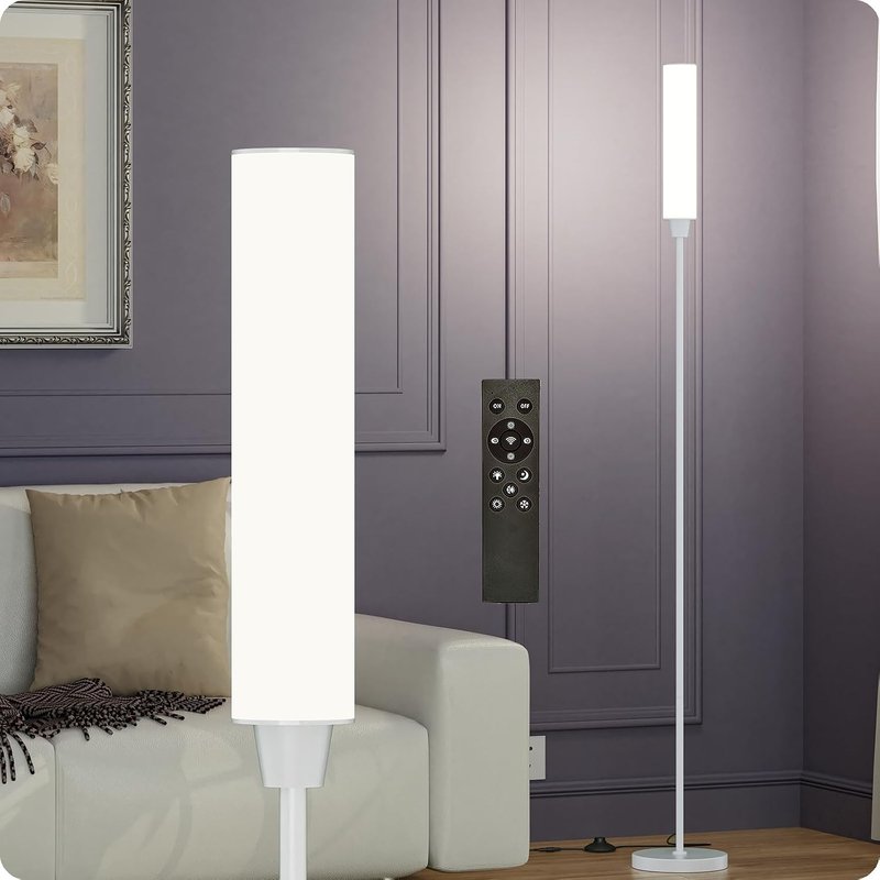 pekipe Dimmable Floor lamp with Remote Control,Floor Lamp for Bedroom Living Room Office,Adjustable Brightness (10%-100%) and Color Temperature (3000k-6000k),LED Corner Lamp with Foot Switch (White)