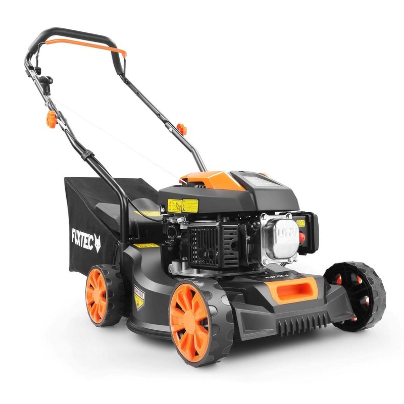 Fuxtec FX-RM4180 Petrol Lawnmower, Garden Mower for Small Areas, 80 CCM 4-Stroke Mower, 40 cm Narrow Cutting Width, 45 L Grass Catcher Basket, Robust Construction and Lightweight