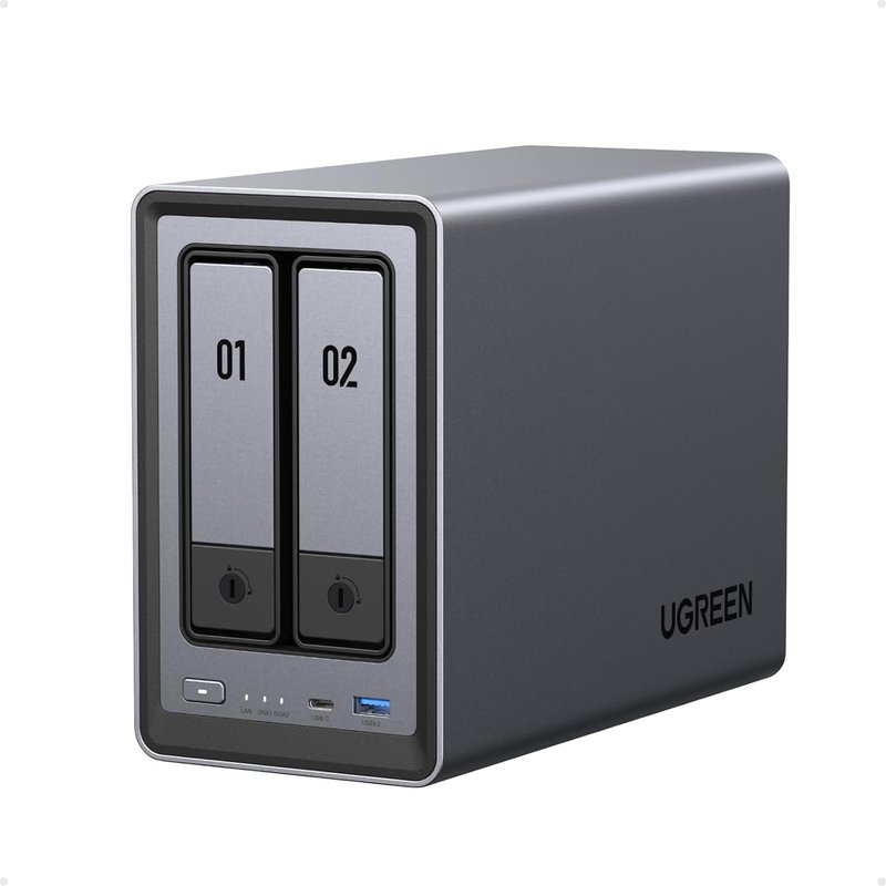 UGREEN NASync DXP2800，2-Bay Desktop NAS, Intel N100 Quad-Core Processor, 8GB DDR5 RAM, 2.5GbE Ethernet, 2 x M.2 NVMe Slots, 4K HDMI, Home & Office Network Storage (Diskless)