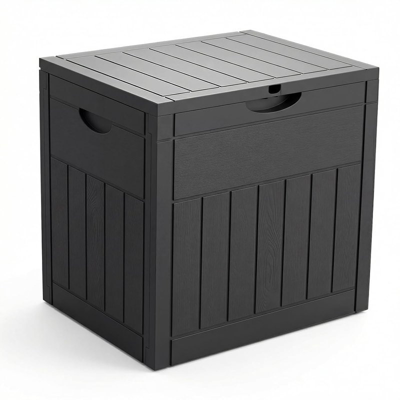 VOUNOT® 126L Outdoor Storage Box with Lid, Lockable Garden Storage Chest, Waterproof Plastic Deck Box for Cushions, Tools & Parcel Delivery, Black