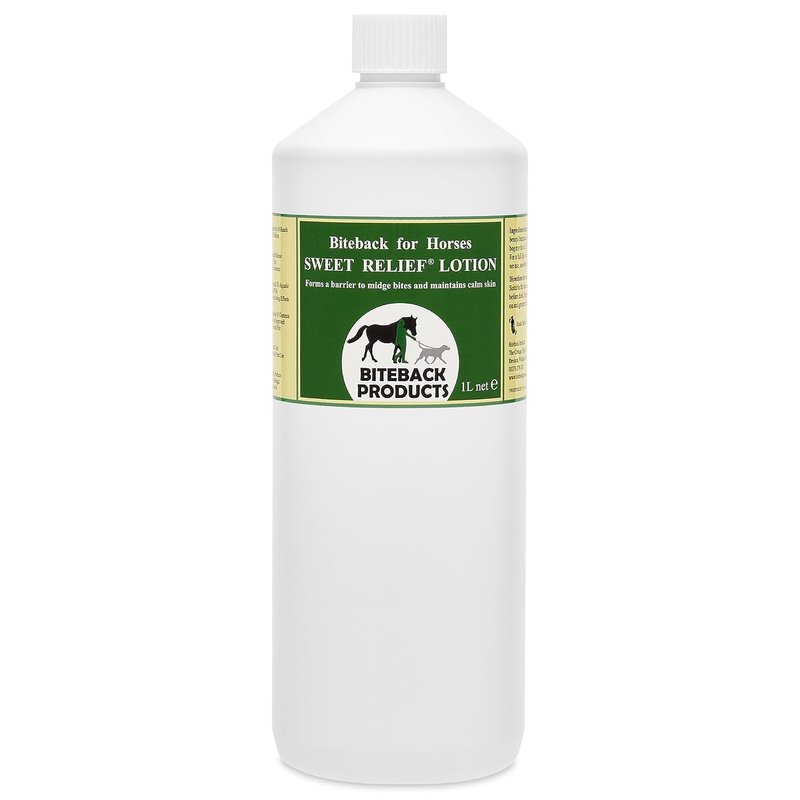 Biteback Products 'Sweet Relief'® Midge Barrier Lotion REFILL for Itchy Horses - Benzyl Benzoate Formula, Soothes the Itch Cycle, Moisturises & Supports Hair Regrowth - 1000ml