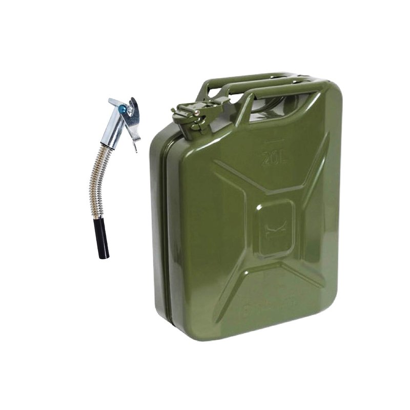 20L Green JERRY CAN with FLEXI SPOUT - for Fuel Petrol Diesel etc