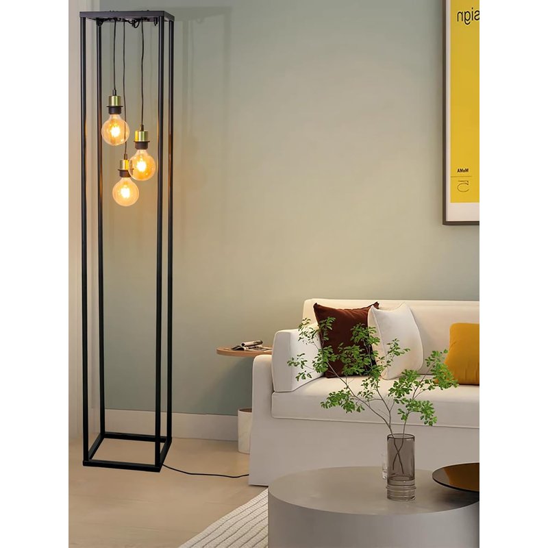 Osasy Squares Metal Floor lamp,Industrial Floor lamp for Living Room,Farmhouse Black Standing Lamp Floor Light