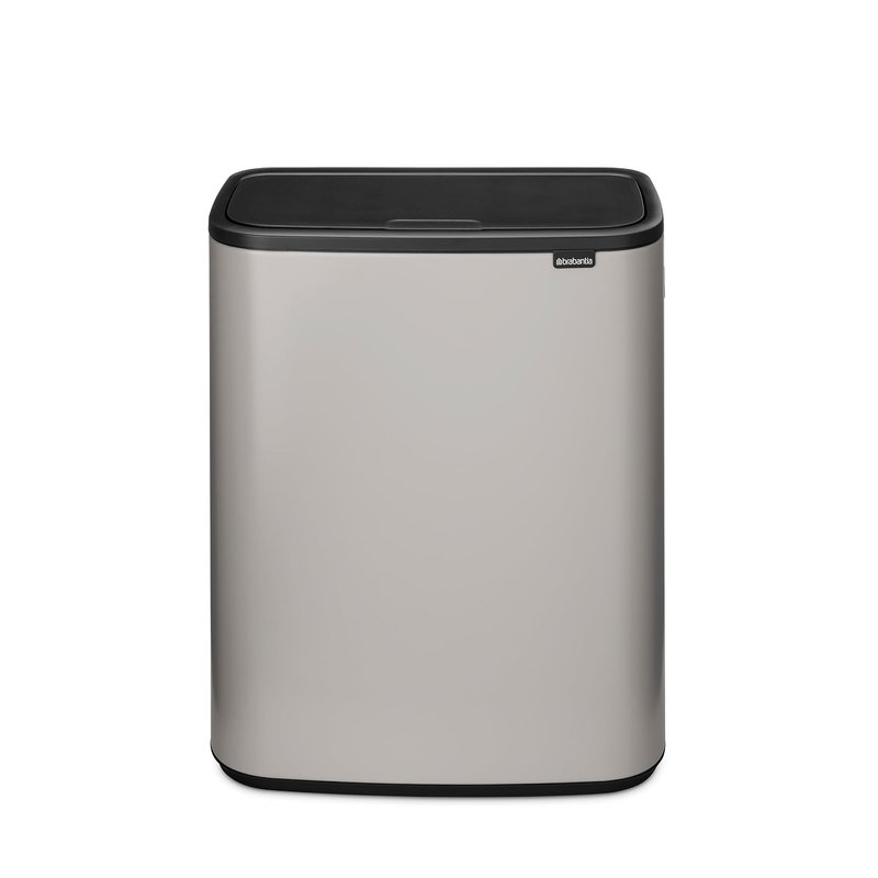 Brabantia Bo Touch Bin 2x30L – Extra Large Dual Compartment | Soft Touch Waste Separation with Inner Buckets | Space-Saving Rubbish Bin for Kitchen or Utility | Soft Grey