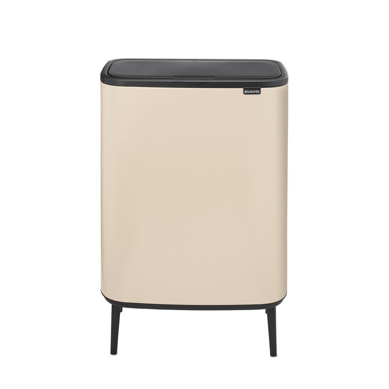 Brabantia Bo Touch Bin 2x30L – Extra Large Dual Compartment | Soft Touch Waste Separation with Inner Buckets | Space-Saving Rubbish Bin for Kitchen or Utility | Soft Beige